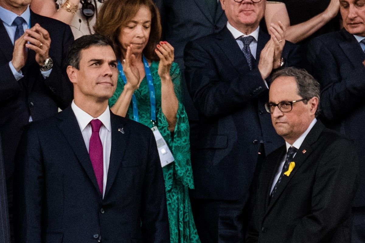 Pedro Sánchez i Quim Torra a la inauguració dels Jocs Mediterranis