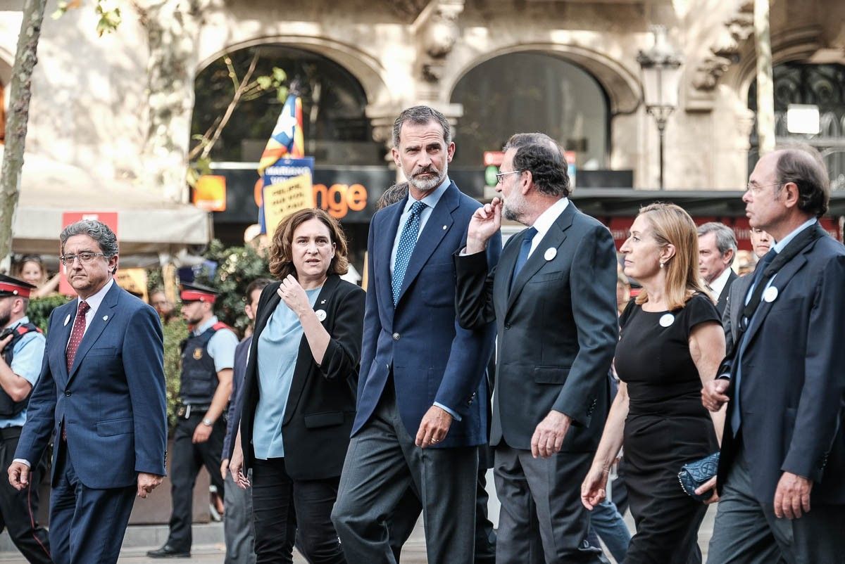 Felip VI i Rajoy, a la manifestació «No tinc por» a Barcelona