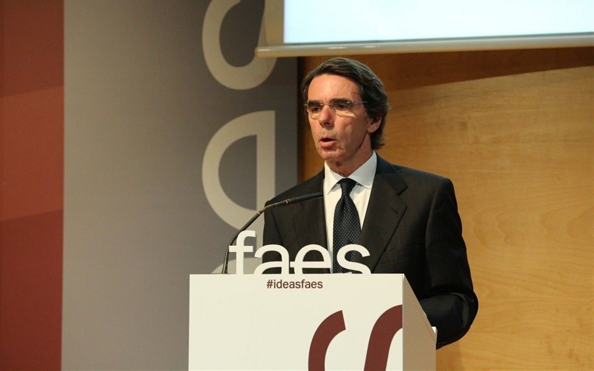 José María Aznar en un acte de FAES.
