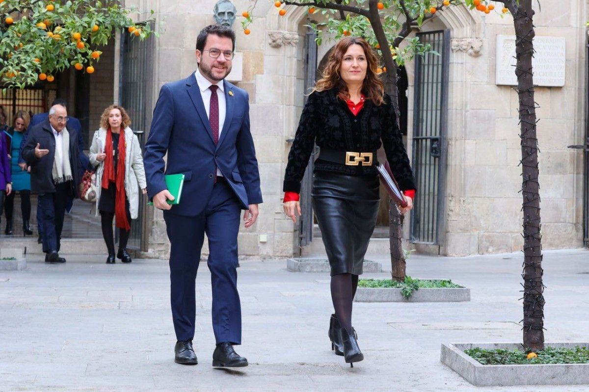 Pere Aragonès i Laura Vilagrà, aquest dimecres al Palau de la Generalitat