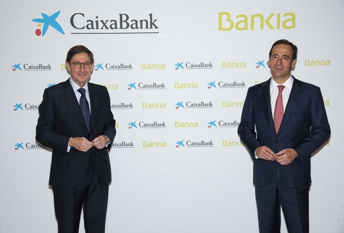 José Ignacio Goirigolzarri (Bankia) i Gonzalo Gortázar (CaixaBank) aquest divendres a València.