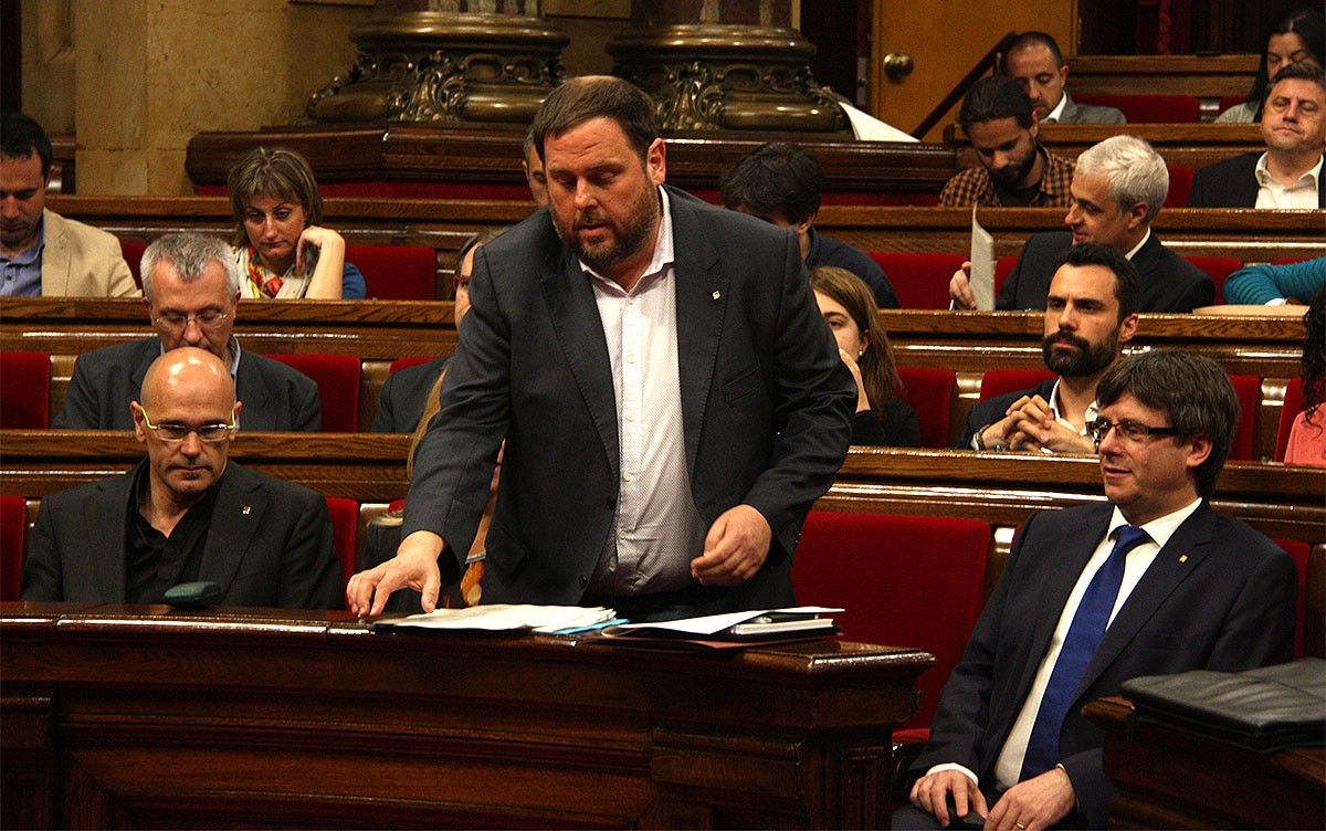 Oriol Junqueras i Carles Puigdemont, aquest dimecres al Parlament
