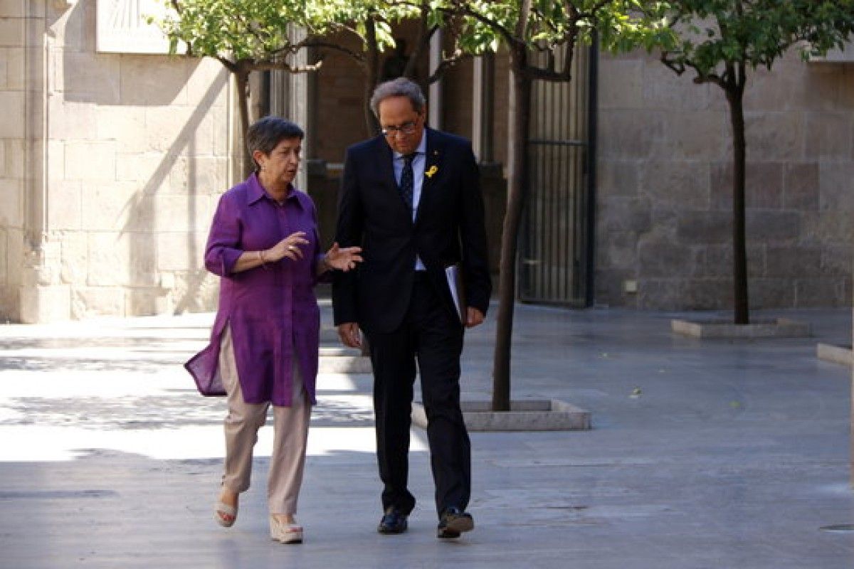 El president de la Generalitat, Quim Torra, i la delegada del govern espanyol, Teresa Cunillera