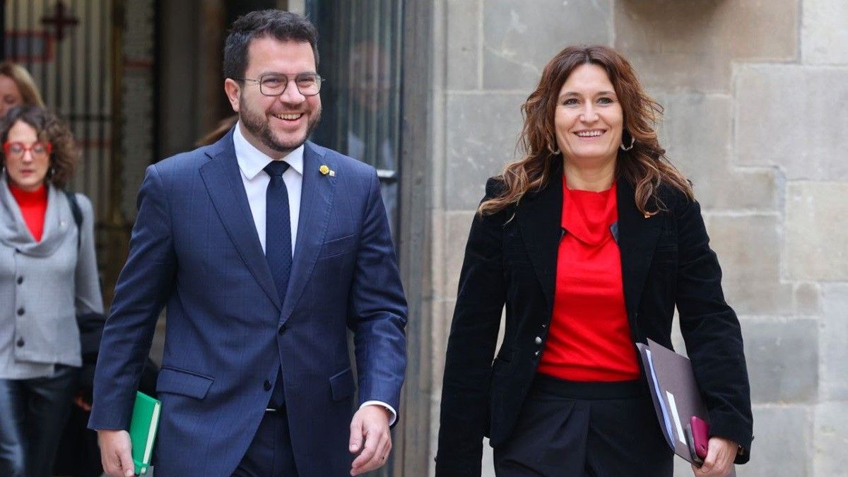 Pere Aragonès i Laura Vilagrà, a la reunió del Govern d'aquest dimarts