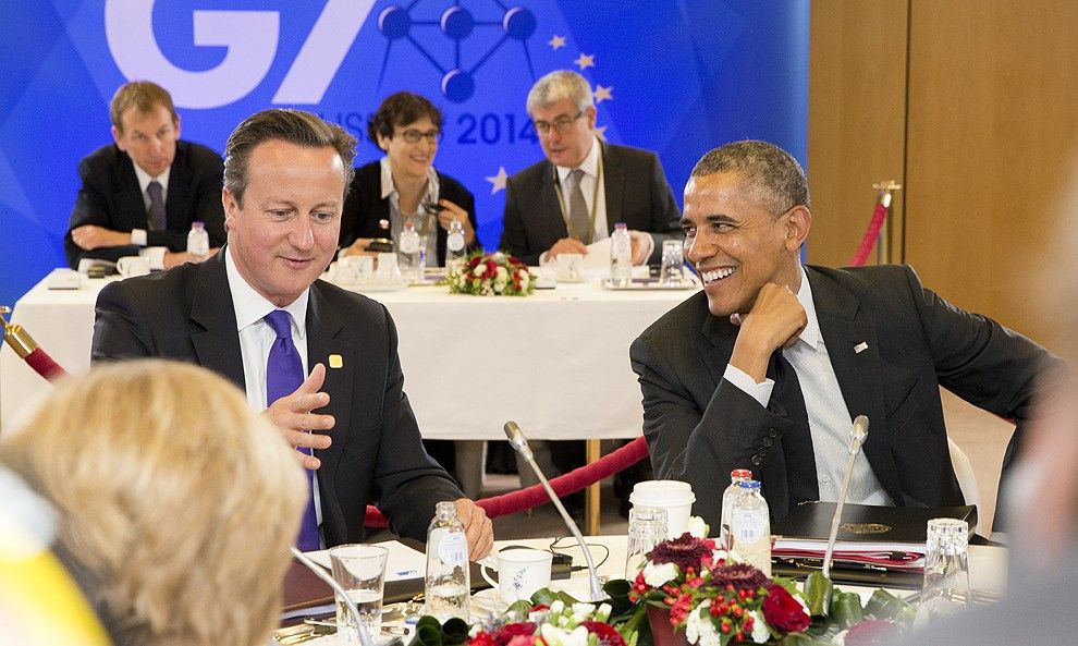 Cameron, amb Obama, en una reunió del G7 a Brussel·les.