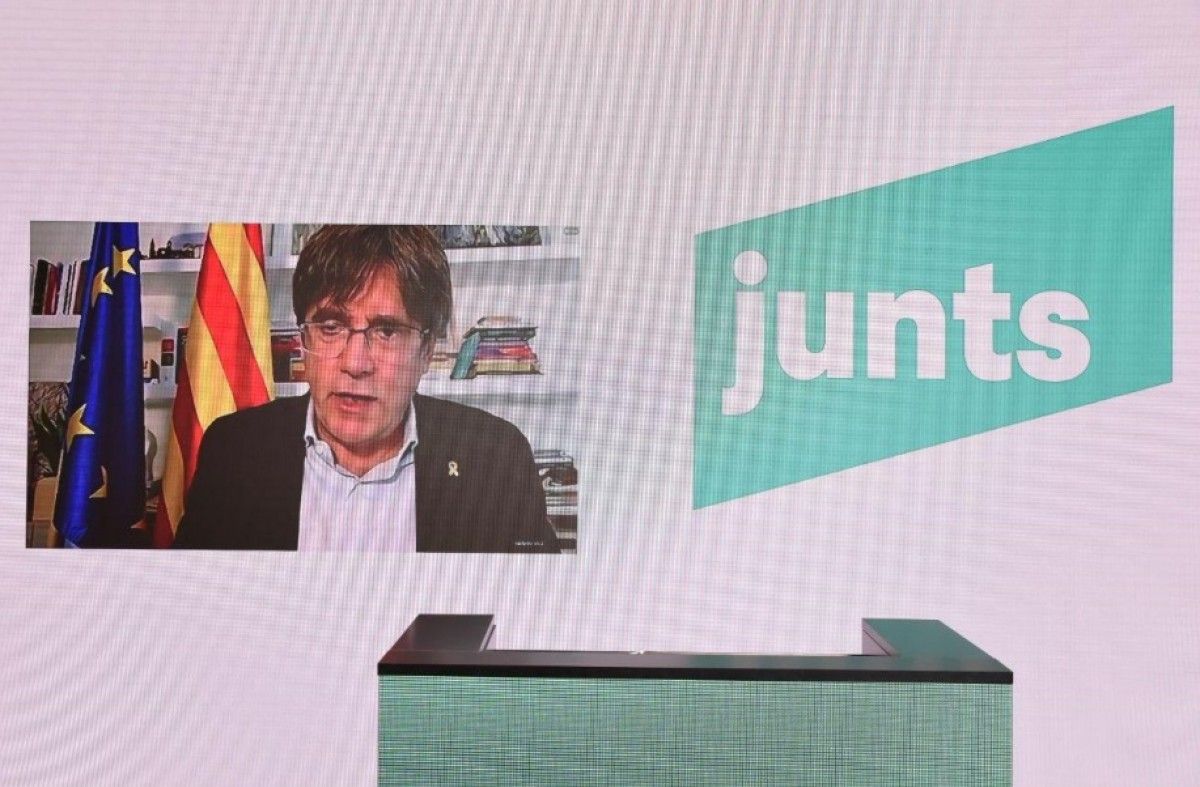 El líder de Junts, Carles Puigdemont,  al congrés fundacional.