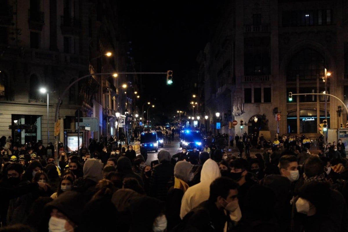 Els manifestants a la Via Laietana