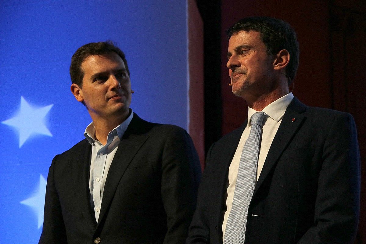 Albert Rivera i Manuel Valls en un acte de Ciutadans. 