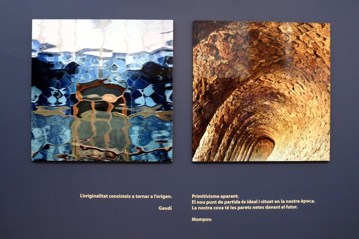 La mostra reuneix instantànies de l'obra de Gaudí amb frases i música de Mompou