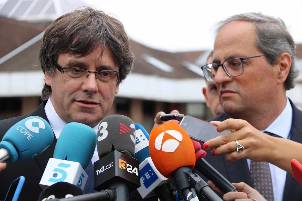 Carles Puigdemont i Quim Torra, aquest dilluns a Waterloo