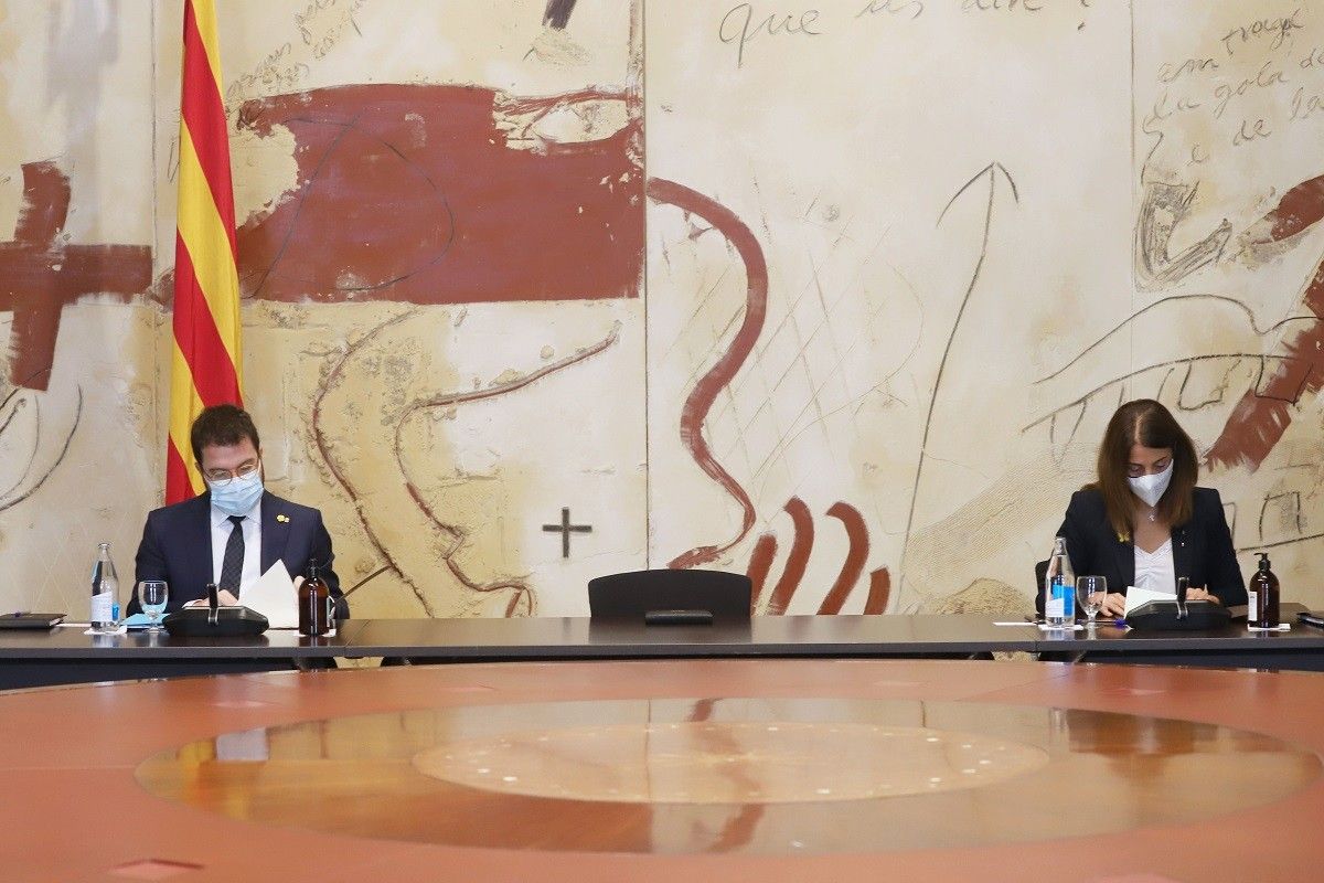 Pere Aragonès i Merixtell Budó, en la reunió del Govern de dijous