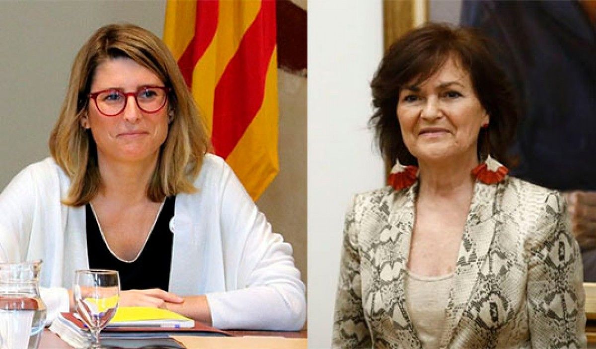 La consellera de la Presidència, Elsa Artadi, i la vicepresidenta del govern espanyol, Carmen Calvo