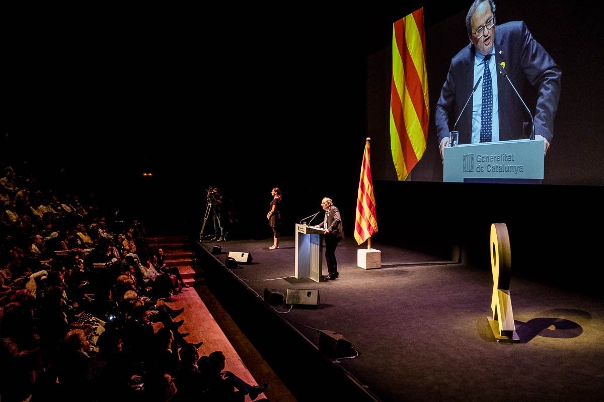 El president de la Generalitat, Quim Torra, durant la conferència al TNC