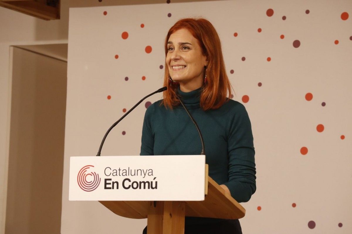 La presidenta parlamentària dels comuns, Jéssica Albiach, en roda de premsa