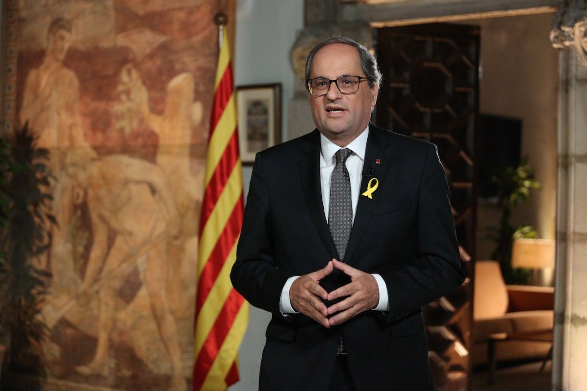 El president de la Generalitat, Quim Torra, durant el discurs de la Diada.