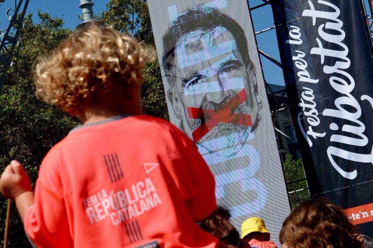 Una imatge de Jordi Cuixart a la manifestació de la Diada