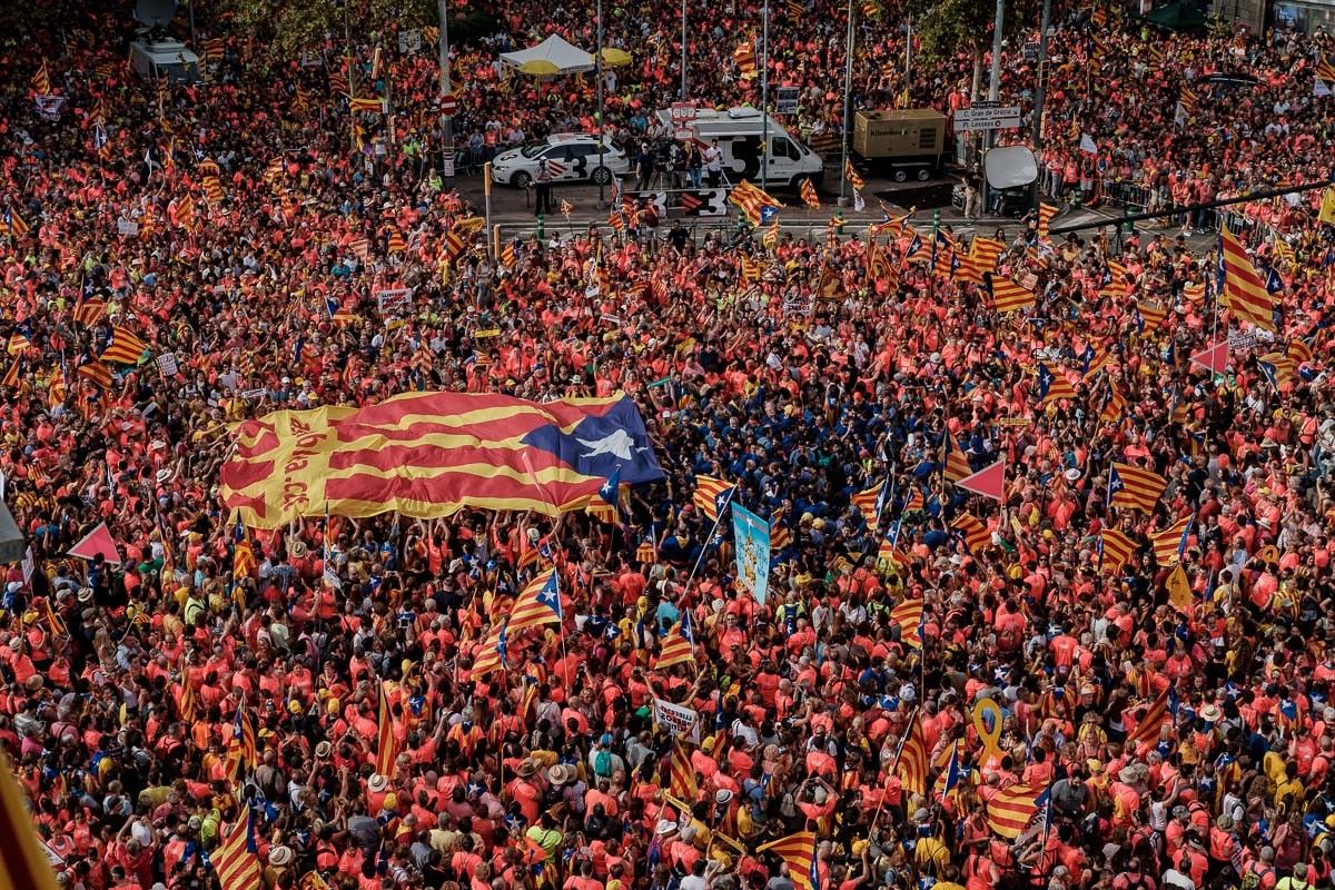 Manifestació independentista a la Diagonal de Barcelona