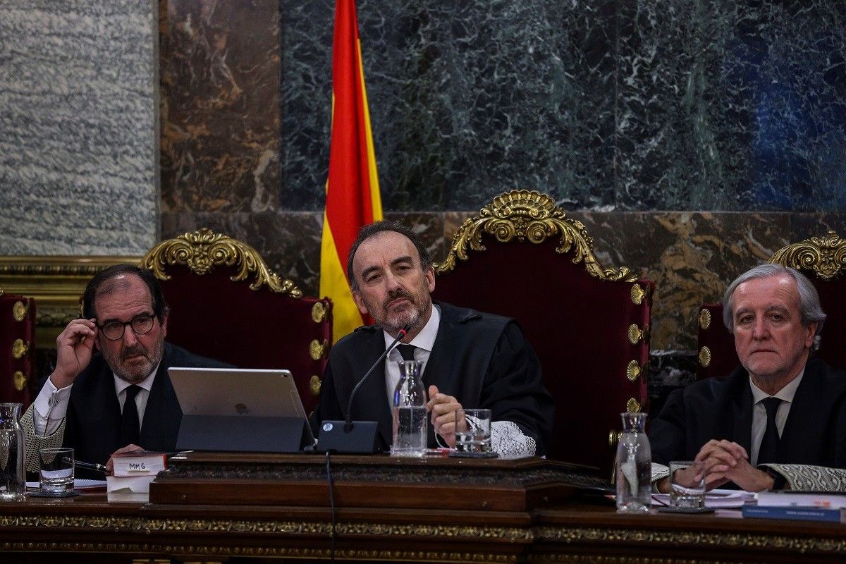 El magistrat Manuel Marchena, presidint la sala durant la primera jornada del judici de l'1-O