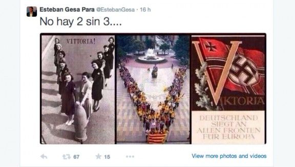 Imatge de la piulada que va fer Esteban Gesa l'11 de setembre de 2014