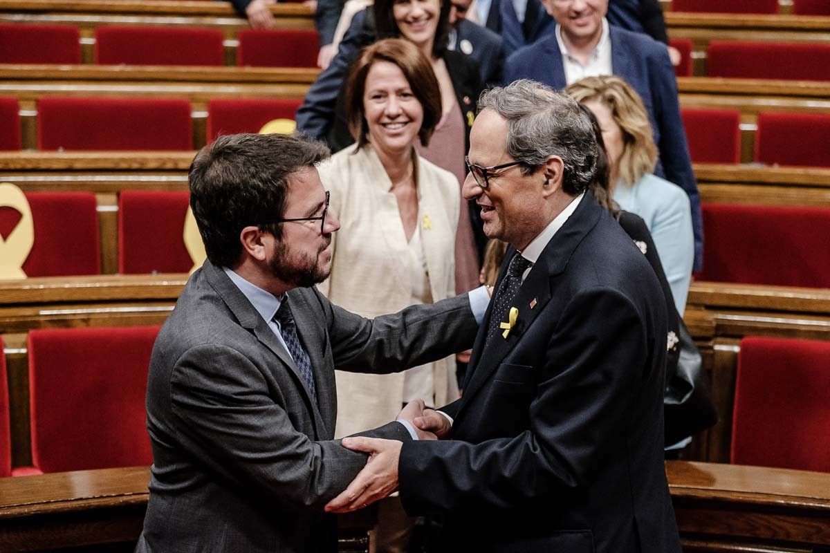 Pere Aragonès i Quim Torra, just després del debat d'investidura
