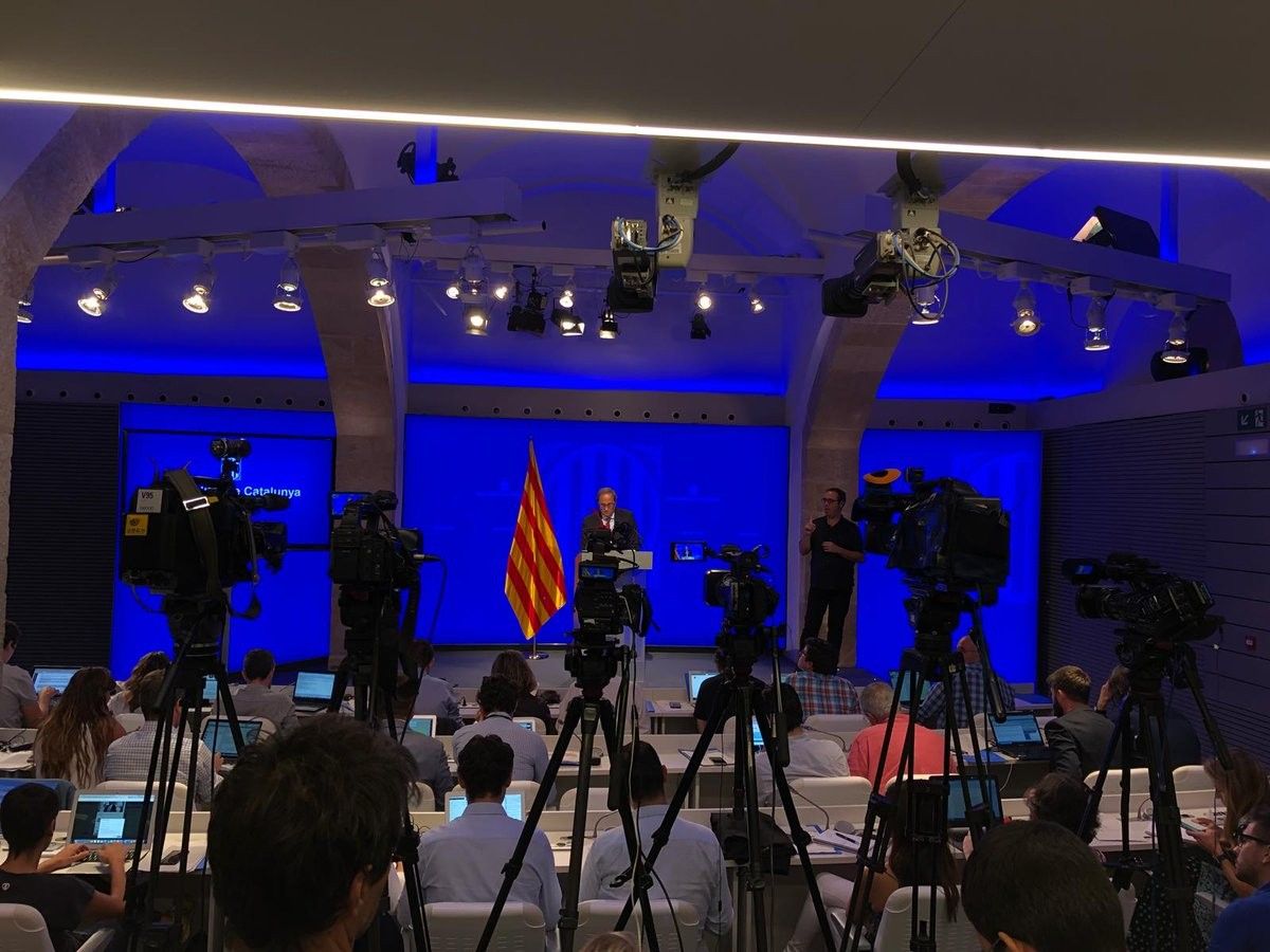 El president de la Generalitat, Quim Torra, durant la presentació del pla de Govern