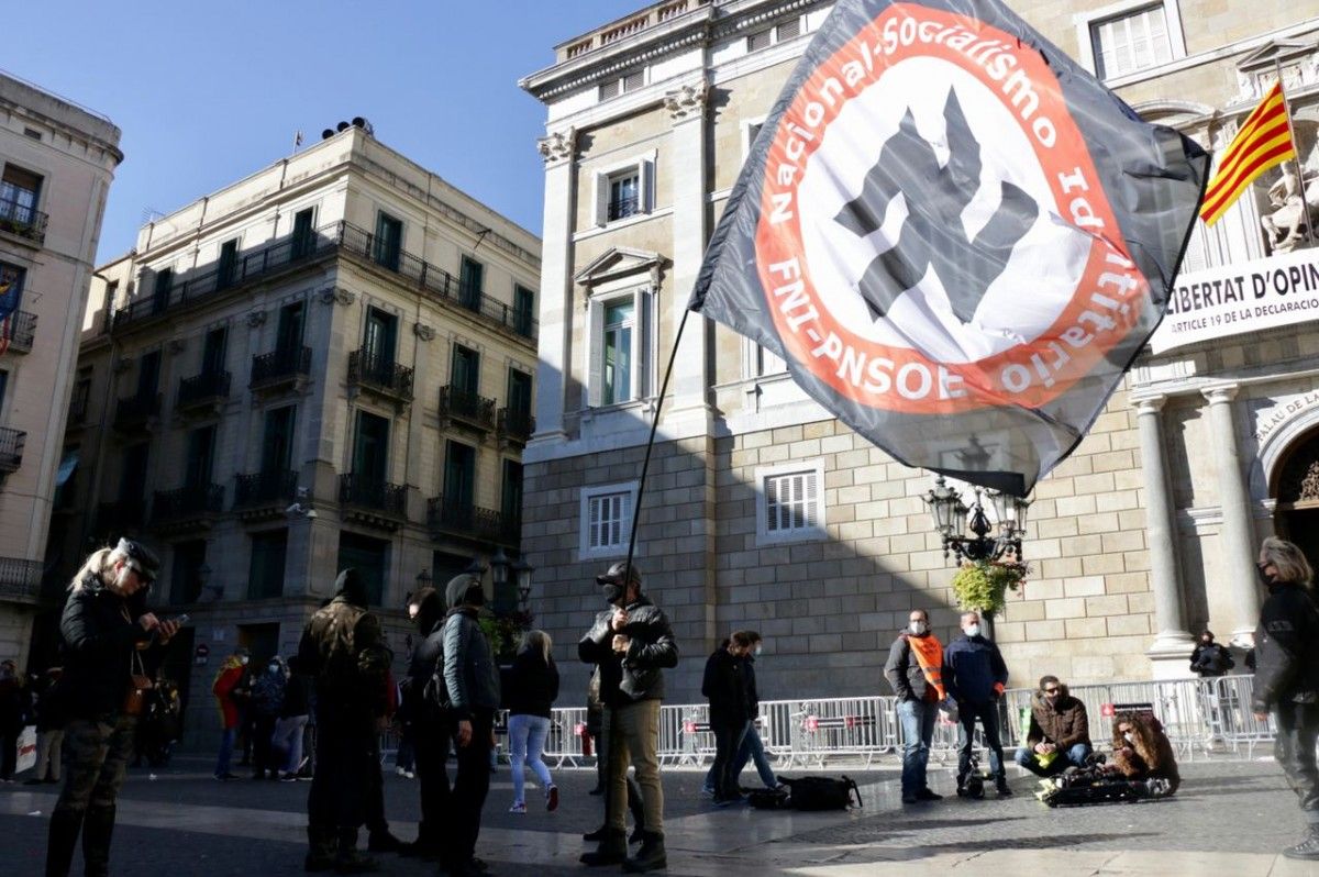Exhibició de simbologia nazi a la plaça de Sant Jaume