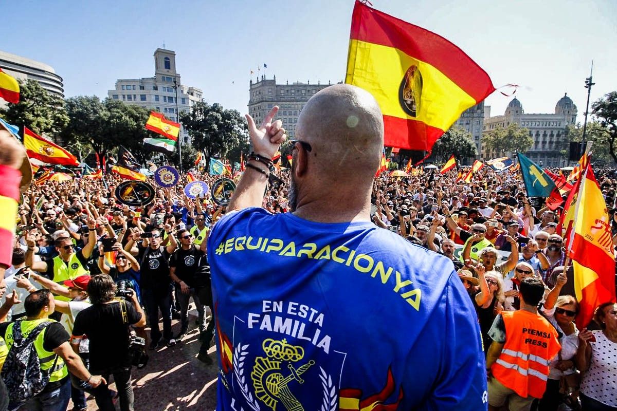 Els manifestants convocats per Jusapol dissabte passat a Barcelona